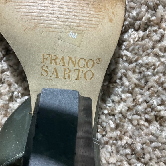 EUC Franco Sarto Slingback Heeled Sandals Green Patent Leather Size 8 - Picture 3 of 8